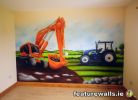 Machine Digger and Tractor Mural
